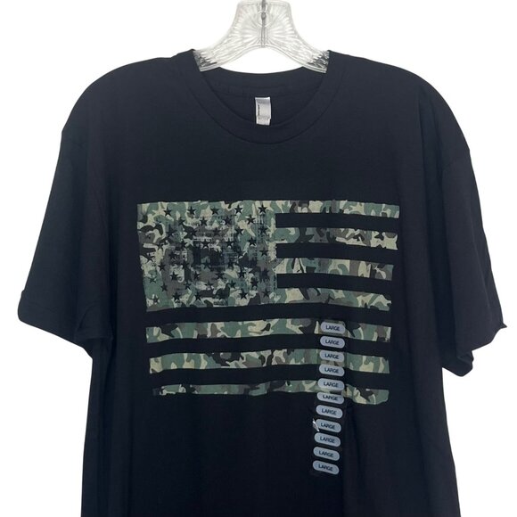 American Apparel Graphic Tshirt Mens Large Black New Camo Flag Patriotic - Picture 3 of 7